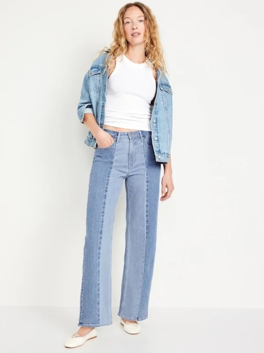 Old Navy Two-Tone Light Blue extra high rise Wide Leg Jeans